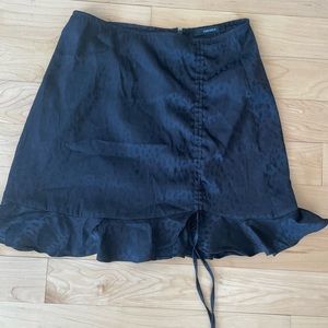Forever 21 Black Satin Cheetah-Print Skirt